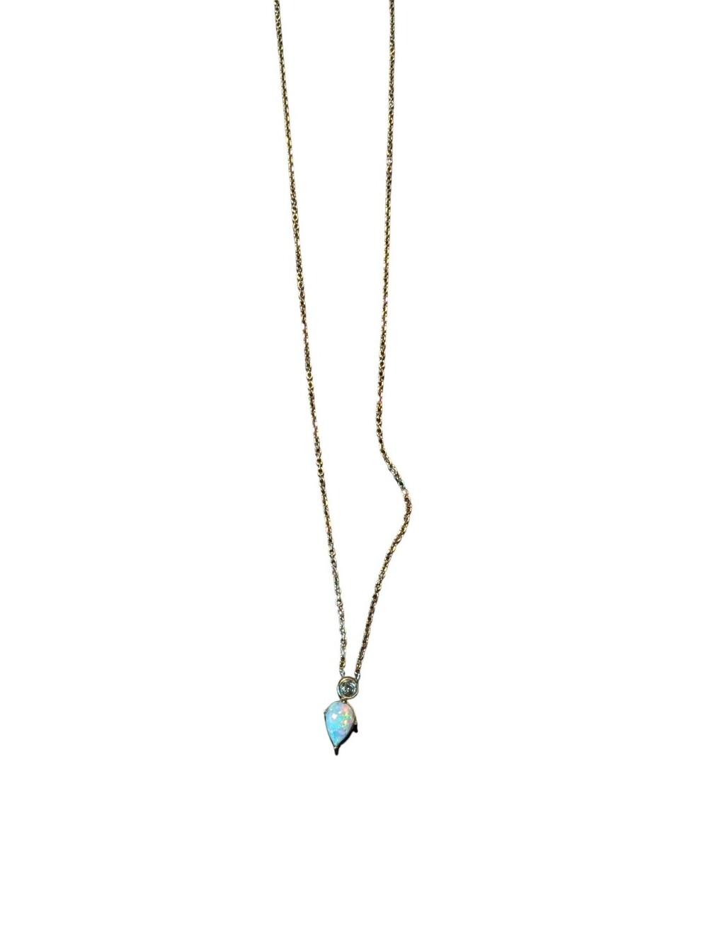 Fossil Stainless Steel Teardrop Opal Pendant Necklace - Women Jewelry